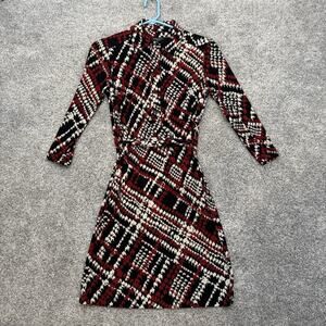 Nine West Dress 2 Abstract Geometric Houndstooth Retro Mod Career Office Chic